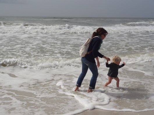 Shana and the boys came to play in the ocean.