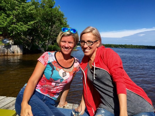 Chatting on the dock.