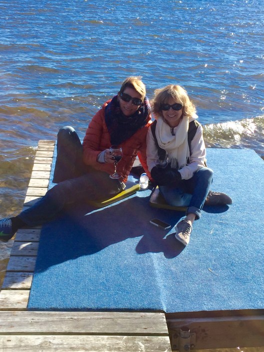A little chilly in October but Arlene and I got in our glass of wine on our dock. Thanks to Gay and Sam for taking it out after this visit.