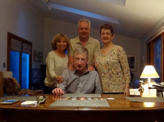 Back home enjoying dinner with Steve & Paulette. We go way back with these two lovely friends.