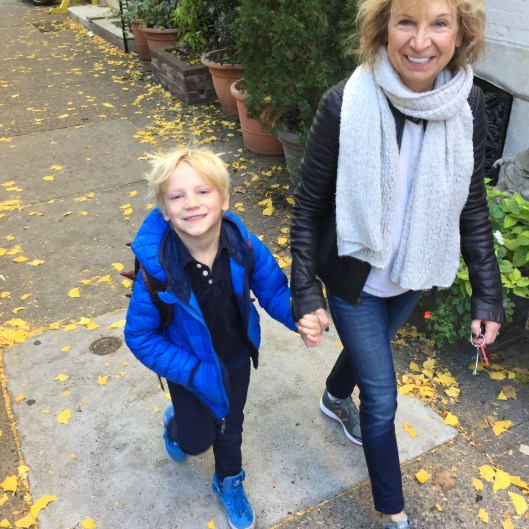 Walking Pax to School. Raines ran ahead with Mom.